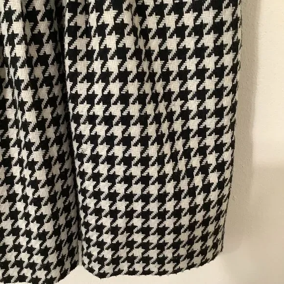 Houndstooth Academic Light Academia Preppy Retro Old Money Pleated Skirt Sz 0 - Picture 4 of 10
